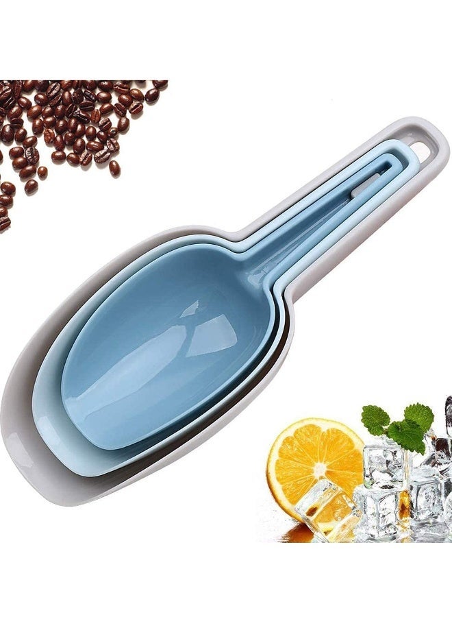Ice Scoop Set of 3 Kitchen Dry Food, Multi-Purpose Plastic Scoops Bar Scooper for Canisters, Flour, Powders, Foods, Candy, Pop Corn, Coffee Beans, and Pet
